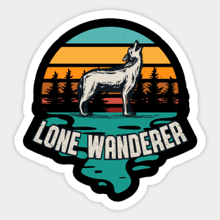 Lone Wanderer Camping Hiker Wolf Hiking Sticker